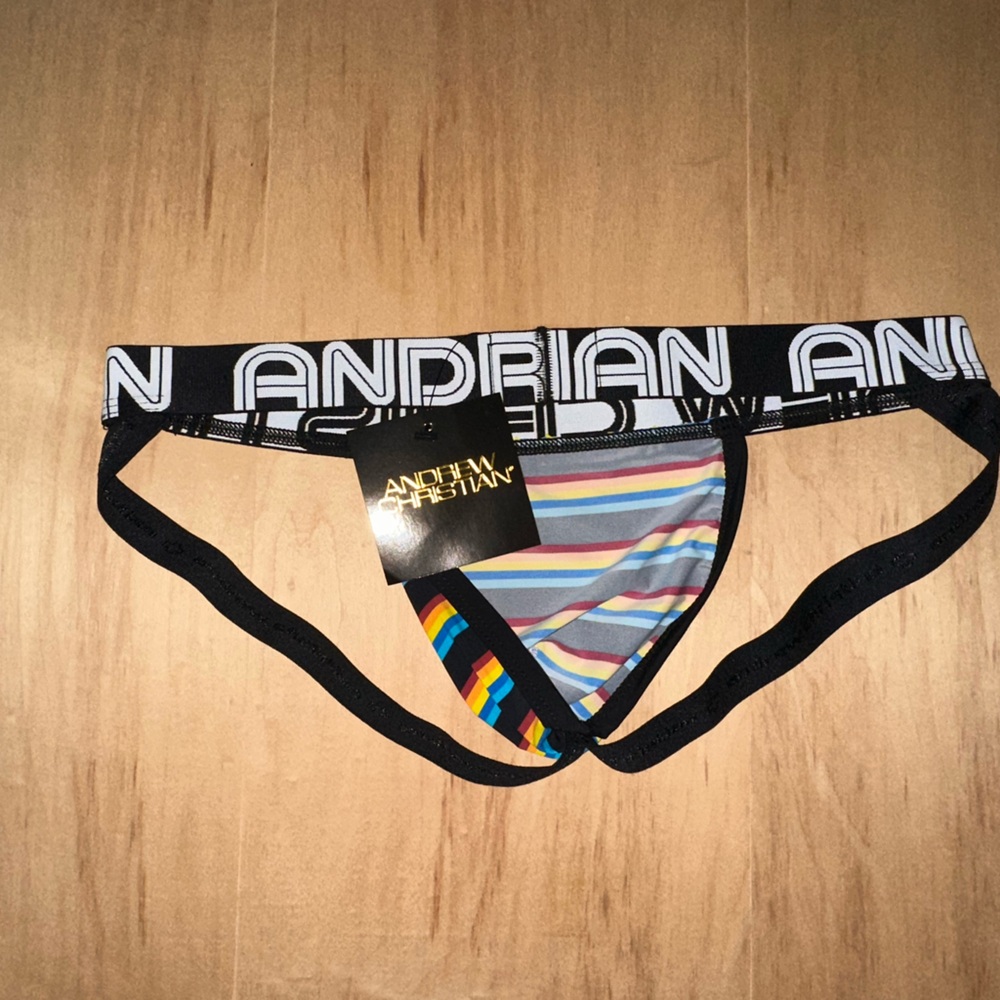 Andrew Christian Multicolor Stripe Briefs - Picture 2 of 2